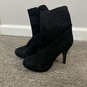 Sacha London Black Suede Heeled Ankle Boots Size 7 US